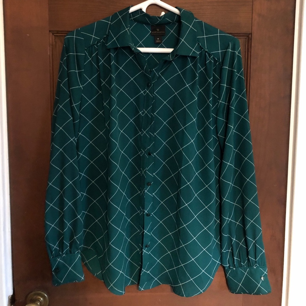 Emerald Green Button Down Blouse